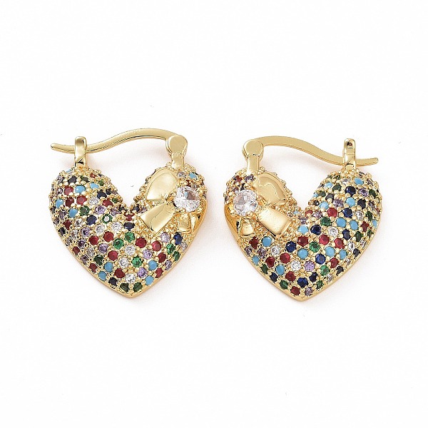 PandaHall Cubic Zirconia Heart Thick Hoop Earrings, Golden Brass Jewelry for Woman, Colorful, 22~23x20.5~21x7mm, Pin: 0.8~1.2x0.7~0.8mm...
PandaHall Cubic Zirconia Heart Thick Hoop Earrings, Golden Brass Jewelry for Woman, Colorful, 22~23x20.5~21x7mm, Pin: 0.8~1.2x0.7~0.8mm...