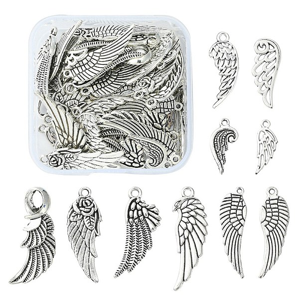 PandaHall 50Pcs 10 Styles Tibetan Style Alloy Pendants, Wing, Antique Silver, 18~34x6.5~11x1~3mm, Hole: 1~7mm, 5pcs/style Alloy Wing
PandaHall 50Pcs 10 Styles Tibetan Style Alloy Pendants, Wing, Antique Silver, 18~34x6.5~11x1~3mm, Hole: 1~7mm, 5pcs/style Alloy Wing