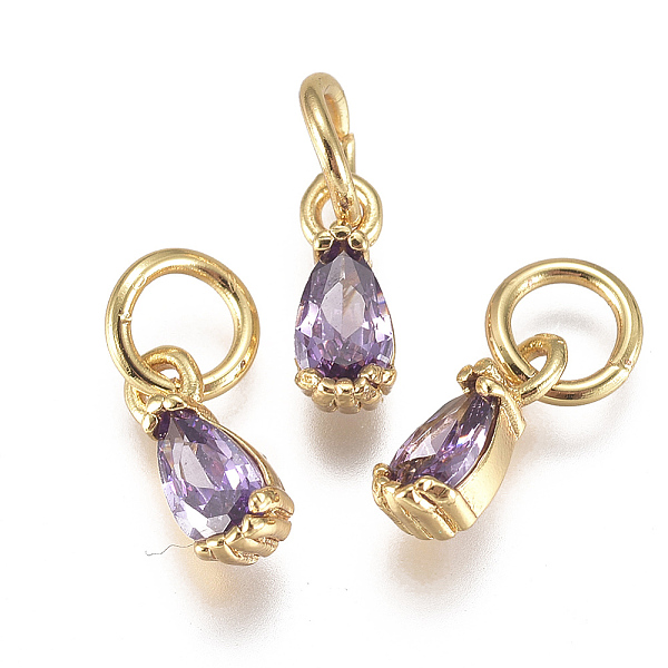 PandaHall Brass Micro Pave Cubic Zirconia Charms, with Jump Ring, Long-Lasting Plated, Real 18K Gold Plated, Faceted, Teardrop, Lilac..., Purple
PandaHall Brass Micro Pave Cubic Zirconia Charms, with Jump Ring, Long-Lasting Plated, Real 18K Gold Plated, Faceted, Teardrop, Lilac..., Purple