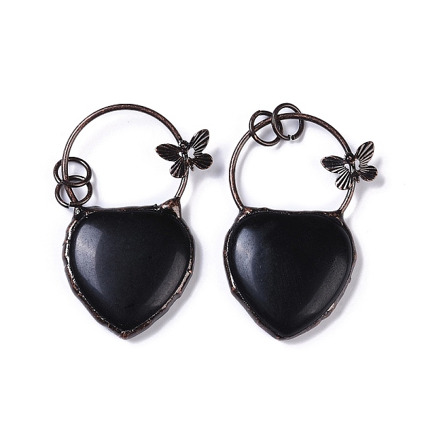 PandaHall Natural Obsidian Heart Big Pendants, Red Copper Plated Brass Ring & Butterfly Charms, 56.5x35x7.5mm, Hole: 6mm Obsidian Heart
PandaHall Natural Obsidian Heart Big Pendants, Red Copper Plated Brass Ring & Butterfly Charms, 56.5x35x7.5mm, Hole: 6mm Obsidian Heart