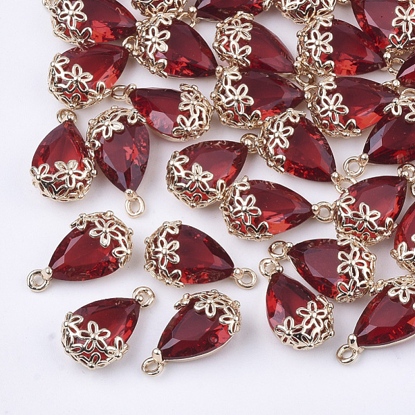 PandaHall Transparent Glass Pendants, for DIY Jewelry Making, with Brass Findings, Faceted, teardrop, with Flower, Light Gold, Red, 16x9x6mm...
PandaHall Transparent Glass Pendants, for DIY Jewelry Making, with Brass Findings, Faceted, teardrop, with Flower, Light Gold, Red, 16x9x6mm...