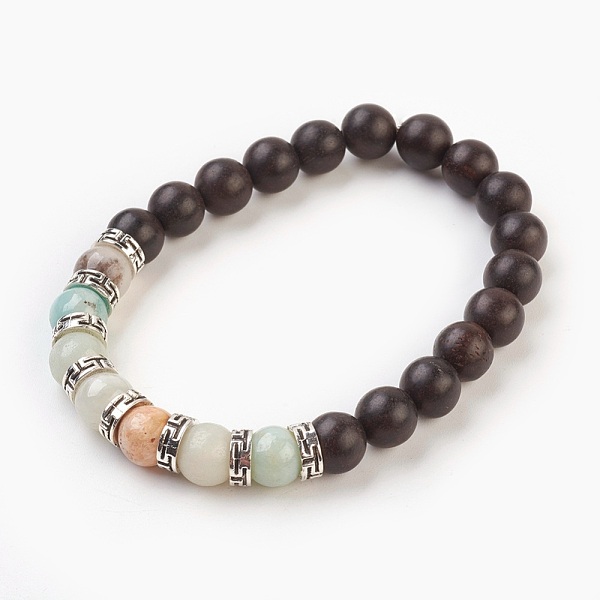 PandaHall Natural Flower Amazonite Stretch Bracelets, with Natural Sandalwood Beads and Tibetan Style Spacer Beads, 2 inch(5.2cm) Amazonite
PandaHall Natural Flower Amazonite Stretch Bracelets, with Natural Sandalwood Beads and Tibetan Style Spacer Beads, 2 inch(5.2cm) Amazonite