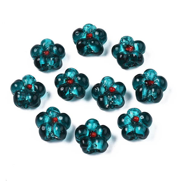 PandaHall Handmade Silver Foil Glass Lampwork Beads, Flower, Dark Turquoise, 14~14.5x14.5~15x8~9mm, Hole: 1.4~1.6mm Foil Glass Flower
PandaHall Handmade Silver Foil Glass Lampwork Beads, Flower, Dark Turquoise, 14~14.5x14.5~15x8~9mm, Hole: 1.4~1.6mm Foil Glass Flower