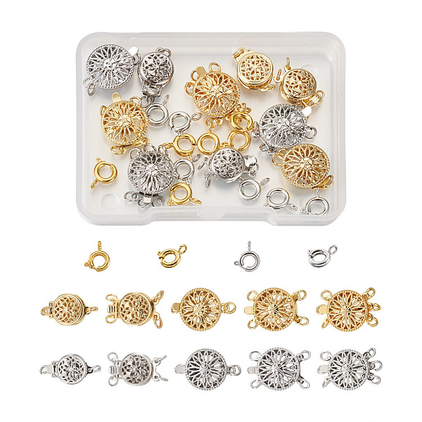 PandaHall Brass Clasp Sets, Including 10 Sets Flat Round with Flower Box Clasps and 18Pcs Spring Clasps, Platinum & Golden Brass Mixed...
PandaHall Brass Clasp Sets, Including 10 Sets Flat Round with Flower Box Clasps and 18Pcs Spring Clasps, Platinum & Golden Brass Mixed...