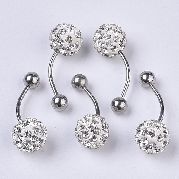 PandaHall Stainless Steel Body Jewelry, Belly Rings, with Polymer Clay Rhinestones, Round Ball Curved Barbell Navel Rings, Crystal..., Clear
PandaHall Stainless Steel Body Jewelry, Belly Rings, with Polymer Clay Rhinestones, Round Ball Curved Barbell Navel Rings, Crystal..., Clear