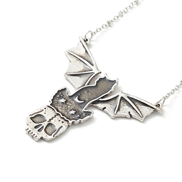 PandaHall Alloy Skull with Bat Pendant Necklace, Halloween Theme Jewelry for Men Women, Antique Silver & Platinum, 20.08 inch(51cm) Alloy
PandaHall Alloy Skull with Bat Pendant Necklace, Halloween Theme Jewelry for Men Women, Antique Silver & Platinum, 20.08 inch(51cm) Alloy