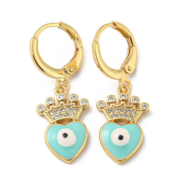 PandaHall Real 18K Gold Plated Brass Dangle Leverback Earrings, with Enamel and Cubic Zirconia, Heart with Evil Eye, Cyan, 30x11mm Cubic...
PandaHall Real 18K Gold Plated Brass Dangle Leverback Earrings, with Enamel and Cubic Zirconia, Heart with Evil Eye, Cyan, 30x11mm Cubic...
