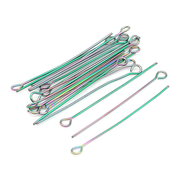 PandaHall 304 Stainless Steel Eye Pins, Rainbow Color, 40x3.5x0.6mm, Hole: 2mm, about 30pcs/bag 304 Stainless Steel
PandaHall 304 Stainless Steel Eye Pins, Rainbow Color, 40x3.5x0.6mm, Hole: 2mm, about 30pcs/bag 304 Stainless Steel
