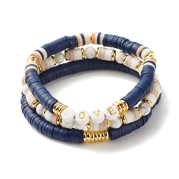 PandaHall Love Beads Stacking Stretch Bracelets Set for Women, Natural Howlite & Brass Beads Energy Power Bracelets, Polymer Clay Heishi...
PandaHall Love Beads Stacking Stretch Bracelets Set for Women, Natural Howlite & Brass Beads Energy Power Bracelets, Polymer Clay Heishi...