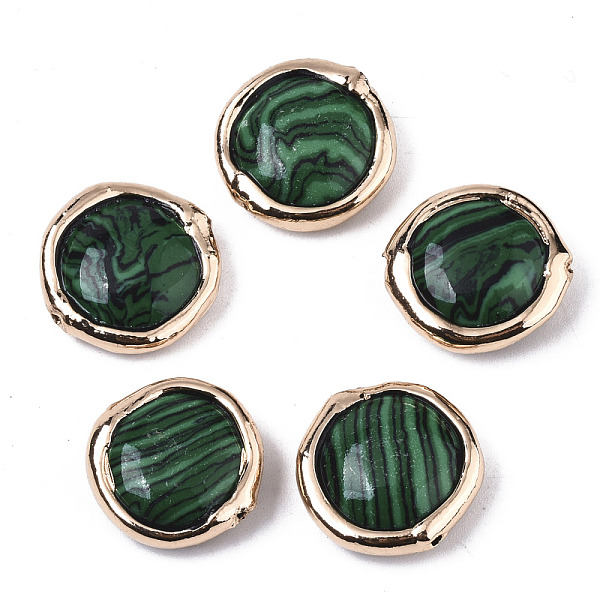 PandaHall Synthetic Malachite Beads, with Light Gold Plated Polymer Clay Edge, Flat Round, 17~19x17~18x5~7mm, Hole: 1.2mm Malachite Flat...
PandaHall Synthetic Malachite Beads, with Light Gold Plated Polymer Clay Edge, Flat Round, 17~19x17~18x5~7mm, Hole: 1.2mm Malachite Flat...
