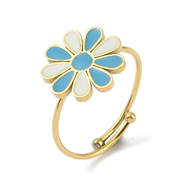 PandaHall Flower 304 Stainless Steel Enamel Ring, 316 Surgical Stainless Steel Open Cuff Ring for Women, Real 18K Gold Plated, Deep Sky Blue...
PandaHall Flower 304 Stainless Steel Enamel Ring, 316 Surgical Stainless Steel Open Cuff Ring for Women, Real 18K Gold Plated, Deep Sky Blue...