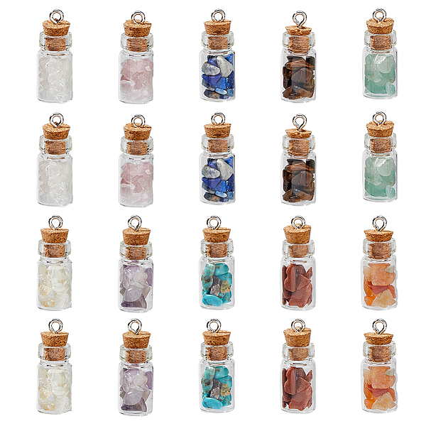 PandaHall 40Pcs 10 Colors Natural & Synthetic Mixed Gemstone Chip Pendants, Clear Glass Bottle Gems Charms with Platinum Tone Iron Loops...
PandaHall 40Pcs 10 Colors Natural & Synthetic Mixed Gemstone Chip Pendants, Clear Glass Bottle Gems Charms with Platinum Tone Iron Loops...