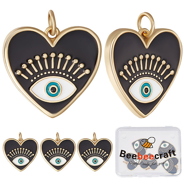 PandaHall Beebeecraft 1 Box 6Pcs Heart with Eye Charms 18K Gold Plated Enamel Evil Eye Pendant Charms with Jump Rings for Jewellery Making..., Black
PandaHall Beebeecraft 1 Box 6Pcs Heart with Eye Charms 18K Gold Plated Enamel Evil Eye Pendant Charms with Jump Rings for Jewellery Making..., Black