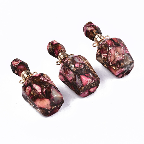 PandaHall Assembled Synthetic Bronzite and Imperial Jasper Openable Perfume Bottle Pendants, with Light Gold Brass Findings, Dyed, Hot Pink...
PandaHall Assembled Synthetic Bronzite and Imperial Jasper Openable Perfume Bottle Pendants, with Light Gold Brass Findings, Dyed, Hot Pink...