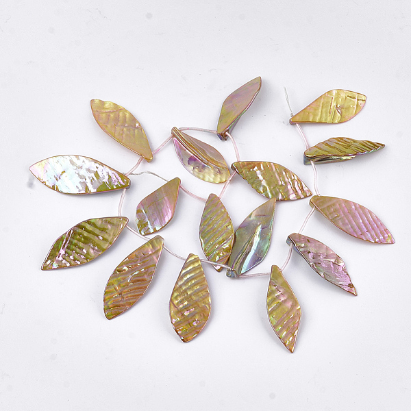 PandaHall Freshwater Shell Beads Strands, Top Drilled Beads, Dyed, AB Color, Leaf, Goldenrod, 39~55x11~25x4~9mm, Hole: 1mm, about..., Gold
PandaHall Freshwater Shell Beads Strands, Top Drilled Beads, Dyed, AB Color, Leaf, Goldenrod, 39~55x11~25x4~9mm, Hole: 1mm, about..., Gold