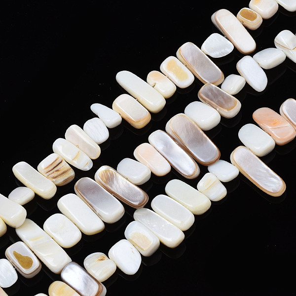PandaHall Natural Trochid Shell/Trochus Shell Beads Strands, Undyed, Rectangle, 6~11x6~36x1~7mm, Hole: 1mm, about 45~55pcs/strand, 14.96...
PandaHall Natural Trochid Shell/Trochus Shell Beads Strands, Undyed, Rectangle, 6~11x6~36x1~7mm, Hole: 1mm, about 45~55pcs/strand, 14.96...