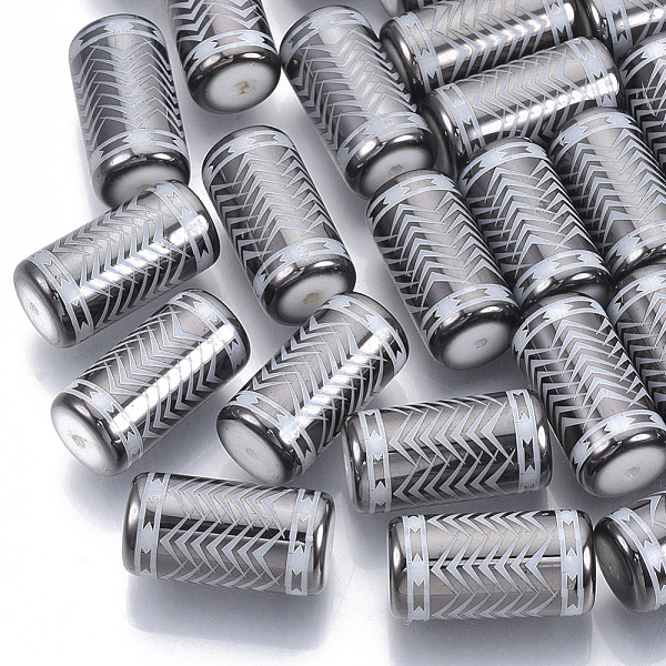 PandaHall Electroplate Glass Beads, Column with Chevron Pattern, Gray, 20x10mm, Hole: 1.2mm, about 50pcs/bag Glass Others Gray
PandaHall Electroplate Glass Beads, Column with Chevron Pattern, Gray, 20x10mm, Hole: 1.2mm, about 50pcs/bag Glass Others Gray