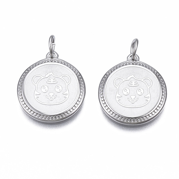PandaHall Ion Plating(IP) 304 Stainless Steel Pendants, with Jump Rings, Flat Round with Tiger, Stainless Steel Color, 17.5x15.5x2mm, Jump...
PandaHall Ion Plating(IP) 304 Stainless Steel Pendants, with Jump Rings, Flat Round with Tiger, Stainless Steel Color, 17.5x15.5x2mm, Jump...