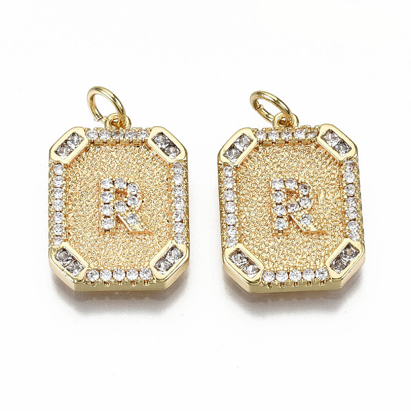 PandaHall Brass Micro Pave Clear Cubic Zirconia Pendants, Nickel Free, Real 18K Gold Plated, Rounded Rectangle with Word, Letter.R...
PandaHall Brass Micro Pave Clear Cubic Zirconia Pendants, Nickel Free, Real 18K Gold Plated, Rounded Rectangle with Word, Letter.R...