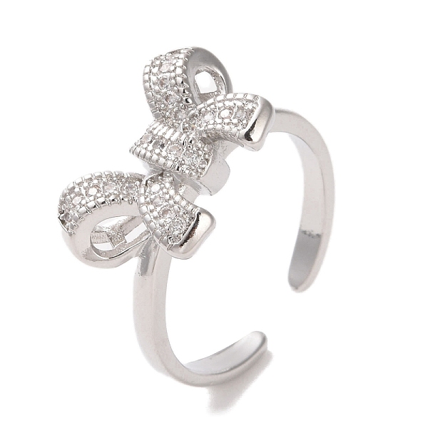 PandaHall Brass Micro Pave Cubic Zirconia Open Cuff Ring, Bowknot, Platinum, US Size 7 1/2(17.5mm) Brass+Cubic Zirconia Bowknot Clear
PandaHall Brass Micro Pave Cubic Zirconia Open Cuff Ring, Bowknot, Platinum, US Size 7 1/2(17.5mm) Brass+Cubic Zirconia Bowknot Clear