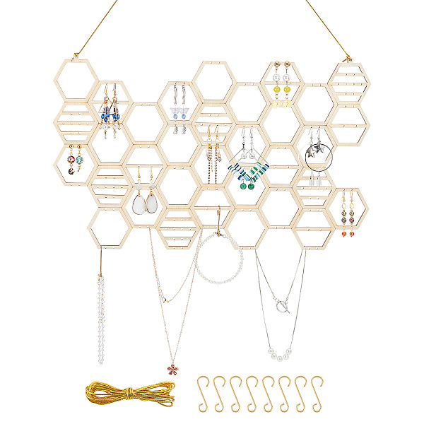 PandaHall Earring Wall Hanging Organizer, Honeycomb Hanging Wall Mount Earring Display Wood Jewelry Organizer with Hooks and Cords for Stud..., Orange
PandaHall Earring Wall Hanging Organizer, Honeycomb Hanging Wall Mount Earring Display Wood Jewelry Organizer with Hooks and Cords for Stud..., Orange