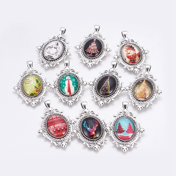 PandaHall DIY Pendants Making, with Tibetan Style Alloy Pendant Cabochon Settings and Christmas Theme Glass Cabochons, Oval with Flower..., Multicolor
PandaHall DIY Pendants Making, with Tibetan Style Alloy Pendant Cabochon Settings and Christmas Theme Glass Cabochons, Oval with Flower..., Multicolor