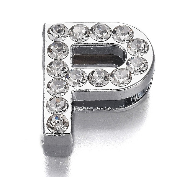 PandaHall Alloy Letter Slide Charms, with Crystal Rhinestone, Cadmium Free & Lead Free, Platinum, Letter.P, 20x16x7mm, Hole: 2.5x18mm..., Clear
PandaHall Alloy Letter Slide Charms, with Crystal Rhinestone, Cadmium Free & Lead Free, Platinum, Letter.P, 20x16x7mm, Hole: 2.5x18mm..., Clear