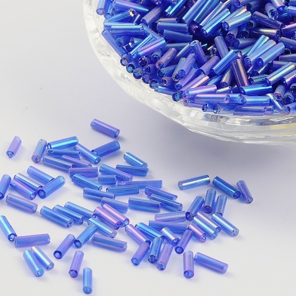 PandaHall Transparent Colours Rainbow Glass Bugle Beads, AB Color, Blue, 6x1.8mm, Hole: 0.6mm, 1250pcs/50g Glass Blue
PandaHall Transparent Colours Rainbow Glass Bugle Beads, AB Color, Blue, 6x1.8mm, Hole: 0.6mm, 1250pcs/50g Glass Blue