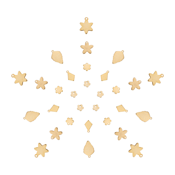 PandaHall 304 Stainless Steel Charms, Flower & Star & Leaf & Rhombus, Golden, 7x7x1.2mm, Hole: 1mm, 13x14x1mm, Hole: 1mm, 9x8x0.8mm, Hole...
PandaHall 304 Stainless Steel Charms, Flower & Star & Leaf & Rhombus, Golden, 7x7x1.2mm, Hole: 1mm, 13x14x1mm, Hole: 1mm, 9x8x0.8mm, Hole...