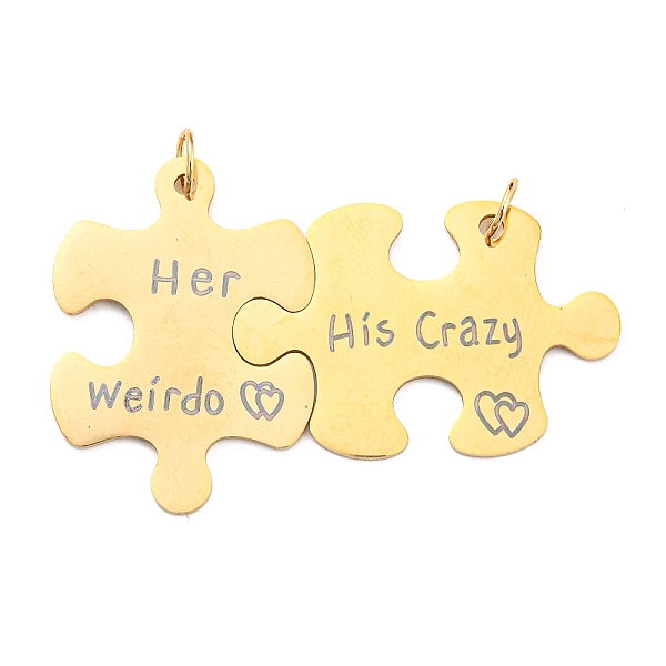 PandaHall Vacuum Plating 304 Stainless Steel Split Big Pendants, Couples Pendants, Puzzle with Word Her Weirdo & His Crazy Charm, Golden...
PandaHall Vacuum Plating 304 Stainless Steel Split Big Pendants, Couples Pendants, Puzzle with Word Her Weirdo & His Crazy Charm, Golden...