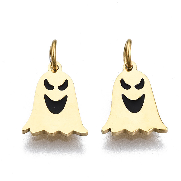 PandaHall 316 Surgical Stainless Steel Enamel Charms, with Jump Rings, Halloween, Ghost, Black, Real 14K Gold Plated, 12x9x1mm, Jump Ring...
PandaHall 316 Surgical Stainless Steel Enamel Charms, with Jump Rings, Halloween, Ghost, Black, Real 14K Gold Plated, 12x9x1mm, Jump Ring...