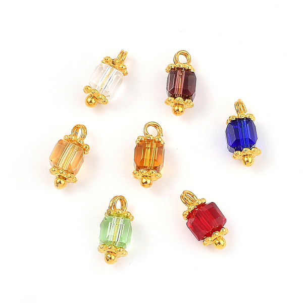PandaHall Transparent Glass Charms, with Golden Plated Alloy Spacer Beads and Brass Ball Head Pins, Faceted, Cube, Mixed Color, 10x6x6mm..., Multicolor
PandaHall Transparent Glass Charms, with Golden Plated Alloy Spacer Beads and Brass Ball Head Pins, Faceted, Cube, Mixed Color, 10x6x6mm..., Multicolor