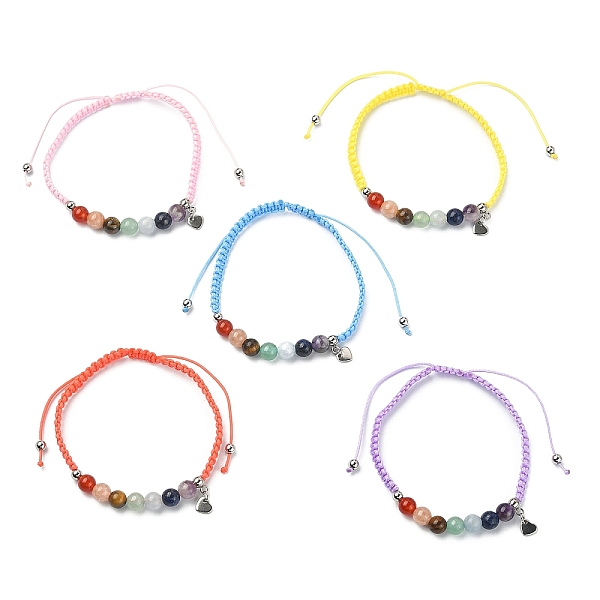 PandaHall Stainless Steel Heart Charm Bracelet, Natural Mixed Gemstones Braided Adjustable Bracelet, Mixed Color, Inner Diameter..., Multicolor
PandaHall Stainless Steel Heart Charm Bracelet, Natural Mixed Gemstones Braided Adjustable Bracelet, Mixed Color, Inner Diameter..., Multicolor
