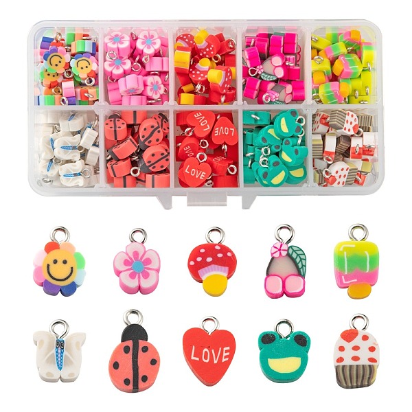 PandaHall 200Pcs 10 Style Handmade Polymer Clay Pendants, with Platinum Tone Iron Findings, Flower with Smile & Mushroom & Cherry &..., Multicolor
PandaHall 200Pcs 10 Style Handmade Polymer Clay Pendants, with Platinum Tone Iron Findings, Flower with Smile & Mushroom & Cherry &..., Multicolor