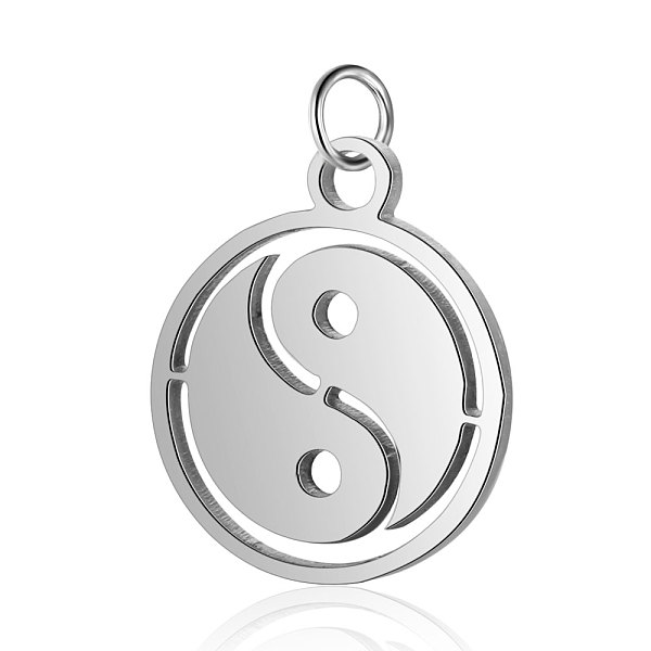 PandaHall 304 Stainless Steel Charms, Flat Round with Tai Ji, Stainless Steel Color, 14x12x1mm, Hole: 2.5mm 304 Stainless Steel Flat Round
PandaHall 304 Stainless Steel Charms, Flat Round with Tai Ji, Stainless Steel Color, 14x12x1mm, Hole: 2.5mm 304 Stainless Steel Flat Round