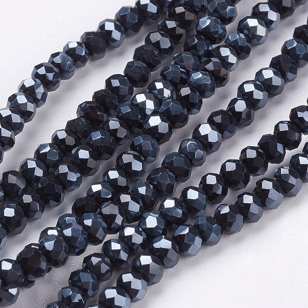 PandaHall Electroplate Glass Bead Strands, Full Plated, Faceted, Rondelle, Hematite Plated, 3x2mm, Hole: 0.5mm, about 140pcs/strand, 13 inch...
PandaHall Electroplate Glass Bead Strands, Full Plated, Faceted, Rondelle, Hematite Plated, 3x2mm, Hole: 0.5mm, about 140pcs/strand, 13 inch...