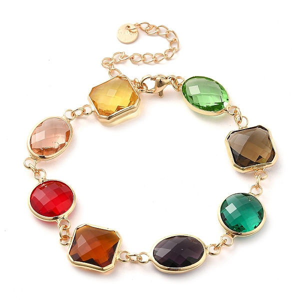 PandaHall Colorful Glass Link Chain Bracelets, with Golden Brass Chains, Square, 9-5/8 inch(24.4cm), 61mm extender Glass Square
PandaHall Colorful Glass Link Chain Bracelets, with Golden Brass Chains, Square, 9-5/8 inch(24.4cm), 61mm extender Glass Square