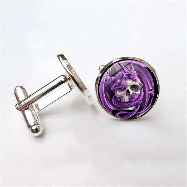PandaHall Alloy Enamel Flat Round with Dragon & Skull Cufflinks, for Apparel Accessories, Silver, 18x17x16mm Alloy Flat Round
PandaHall Alloy Enamel Flat Round with Dragon & Skull Cufflinks, for Apparel Accessories, Silver, 18x17x16mm Alloy Flat Round