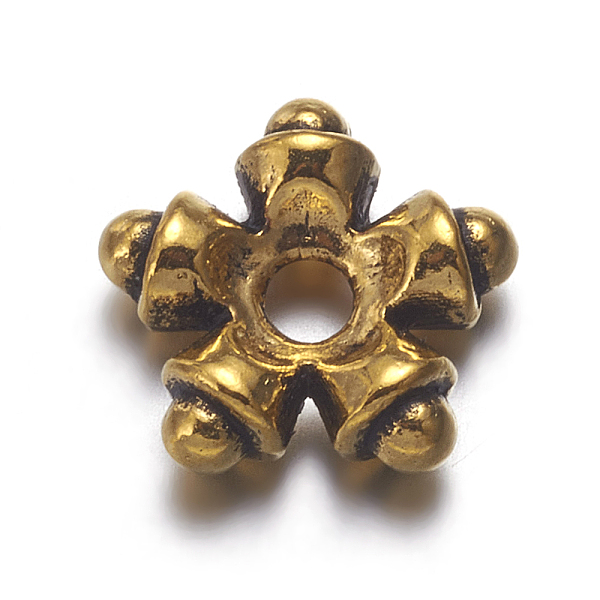 PandaHall Tibetan Style Alloy Spacer Beads, Lead Free, Flower, Antique Golden, about 9mm in diameter, 3mm thick, Hole: 1mm Alloy Flower
PandaHall Tibetan Style Alloy Spacer Beads, Lead Free, Flower, Antique Golden, about 9mm in diameter, 3mm thick, Hole: 1mm Alloy Flower