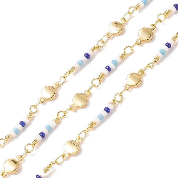 PandaHall Brass Flat Round Link Chains, with Glass Beaded, Soldered, with Spools, Cadmium Free & Lead Free, Real 18K Gold Plated, Blue...
PandaHall Brass Flat Round Link Chains, with Glass Beaded, Soldered, with Spools, Cadmium Free & Lead Free, Real 18K Gold Plated, Blue...
