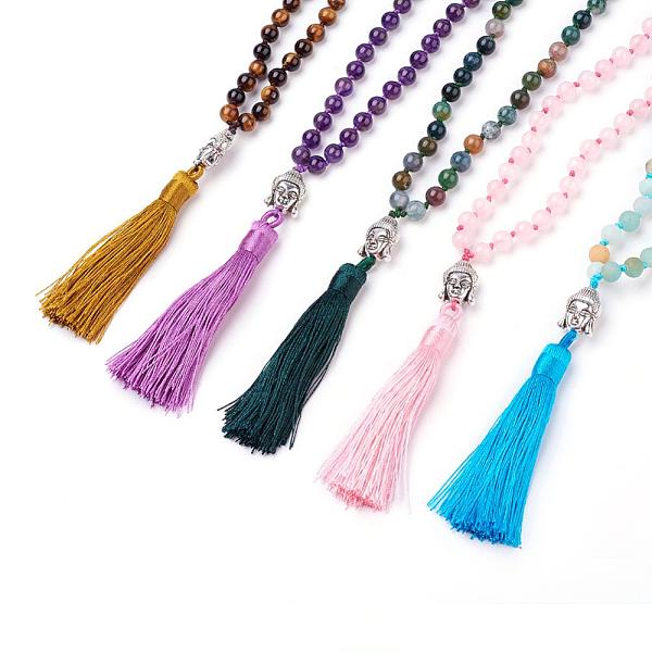 PandaHall Tassel Pendant Necklaces, with Natural Gemstone Beads, Buddha Head, 31.1 inch~33 inch(79~84cm) Mixed Stone
PandaHall Tassel Pendant Necklaces, with Natural Gemstone Beads, Buddha Head, 31.1 inch~33 inch(79~84cm) Mixed Stone
