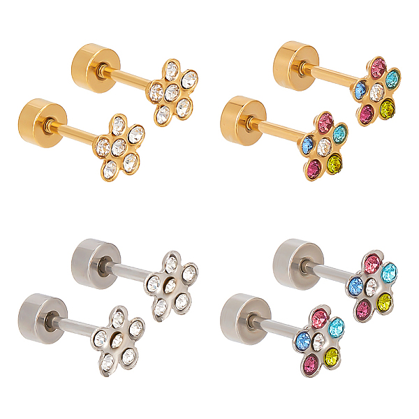 PandaHall ANATTASOUL 4 Pairs 4 Colors Rhinestone Flower Stud Earrings, Titanium Steel Earrings for Women, Mixed Color, 10x6x6mm, 1..., Multicolor
PandaHall ANATTASOUL 4 Pairs 4 Colors Rhinestone Flower Stud Earrings, Titanium Steel Earrings for Women, Mixed Color, 10x6x6mm, 1..., Multicolor