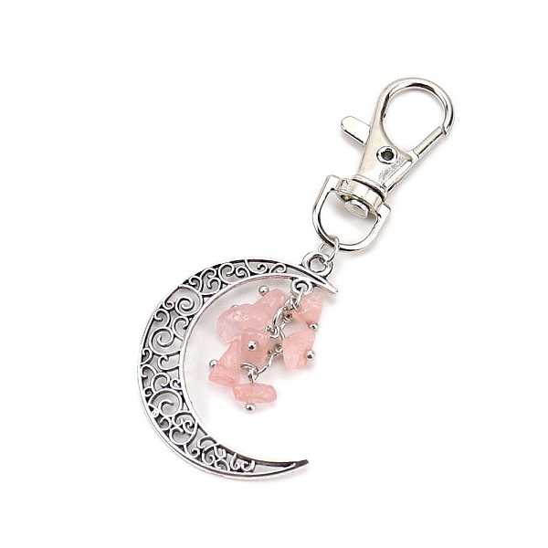 PandaHall Antique Silver Palted Alloy Hollow Moon Pendant Decorations, Natural Rose Quartz Chip and Swivel Clasp Charm for Bag Ornaments...
PandaHall Antique Silver Palted Alloy Hollow Moon Pendant Decorations, Natural Rose Quartz Chip and Swivel Clasp Charm for Bag Ornaments...