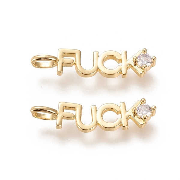 PandaHall Brass Micro Pave Clear Cubic Zirconia Pendants, Long-Lasting Plated, Word Fuck, Real 18K Gold Plated, 28.6x6.7x2mm, Hole...
PandaHall Brass Micro Pave Clear Cubic Zirconia Pendants, Long-Lasting Plated, Word Fuck, Real 18K Gold Plated, 28.6x6.7x2mm, Hole...