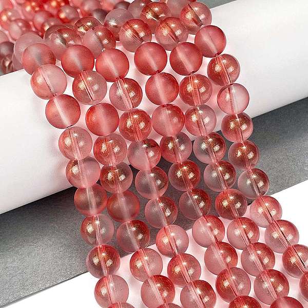 PandaHall Frosted Transparent Glass Bead Strands, with Gold Powder, Round, Salmon, 10mm, Hole: 1mm, about 84pcs/strand, 31.50''(80cm) Glass..., Red
PandaHall Frosted Transparent Glass Bead Strands, with Gold Powder, Round, Salmon, 10mm, Hole: 1mm, about 84pcs/strand, 31.50''(80cm) Glass..., Red