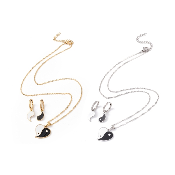 PandaHall Enamel Yin Yang Dangle Hoop Earrings and Pendant Necklace, 304 Stainless Steel Jewelry Set for Women, Mixed Color, 17.72 inch..., Black
PandaHall Enamel Yin Yang Dangle Hoop Earrings and Pendant Necklace, 304 Stainless Steel Jewelry Set for Women, Mixed Color, 17.72 inch..., Black