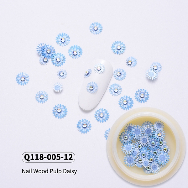 PandaHall Daisy Shape Paper Cabochons, with Crystal AB Rhinestones, Nail Art Decorations Accessories for Women, Light Sky Blue, 5~7x1mm..., Clear
PandaHall Daisy Shape Paper Cabochons, with Crystal AB Rhinestones, Nail Art Decorations Accessories for Women, Light Sky Blue, 5~7x1mm..., Clear