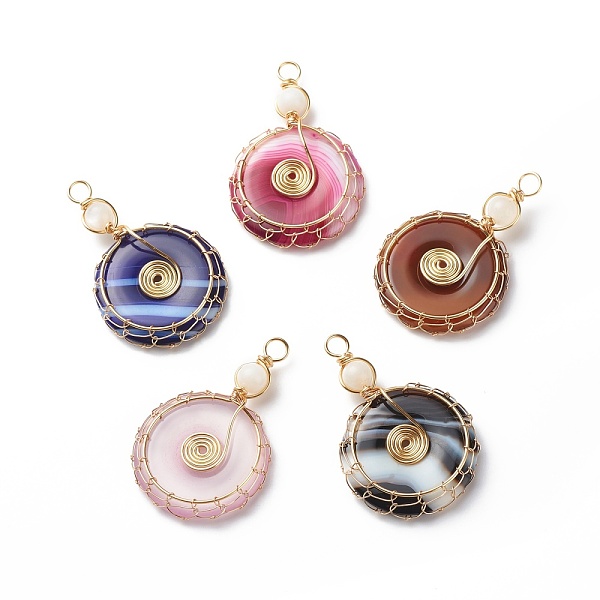 PandaHall Natural Striped Agate/Banded Agate Pendants, Dyed, with Natural Moonstone Beads and Eco-Friendly Copper Wire Wrapped, Donut/Pi..., Multicolor
PandaHall Natural Striped Agate/Banded Agate Pendants, Dyed, with Natural Moonstone Beads and Eco-Friendly Copper Wire Wrapped, Donut/Pi..., Multicolor