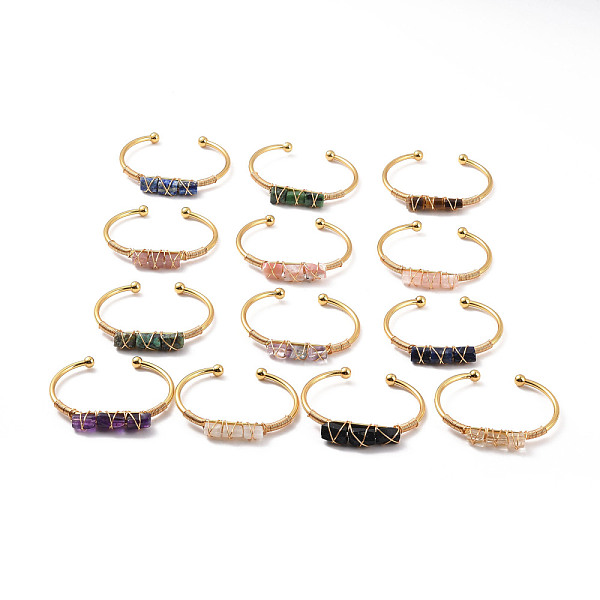 PandaHall Natural Gemstone Triple Column Beaded Open Cuff Bangle, Wire Wrape Brass Jewelry for Women, Golden, Inner Diameter: 2-1/8 inch...
PandaHall Natural Gemstone Triple Column Beaded Open Cuff Bangle, Wire Wrape Brass Jewelry for Women, Golden, Inner Diameter: 2-1/8 inch...
