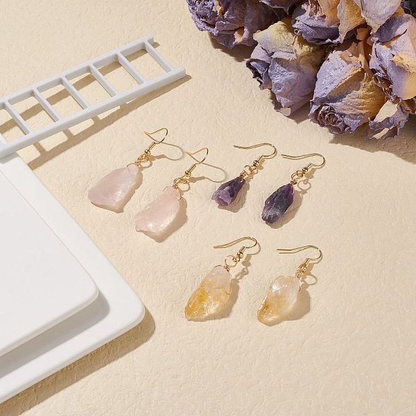 PandaHall Natural Gemstone Irregular Nuggets Dangle Earrings, Gold Plated Brass Jewelry for Women, 40~56.5mm, Pin: 0.7mm Mixed Stone
PandaHall Natural Gemstone Irregular Nuggets Dangle Earrings, Gold Plated Brass Jewelry for Women, 40~56.5mm, Pin: 0.7mm Mixed Stone